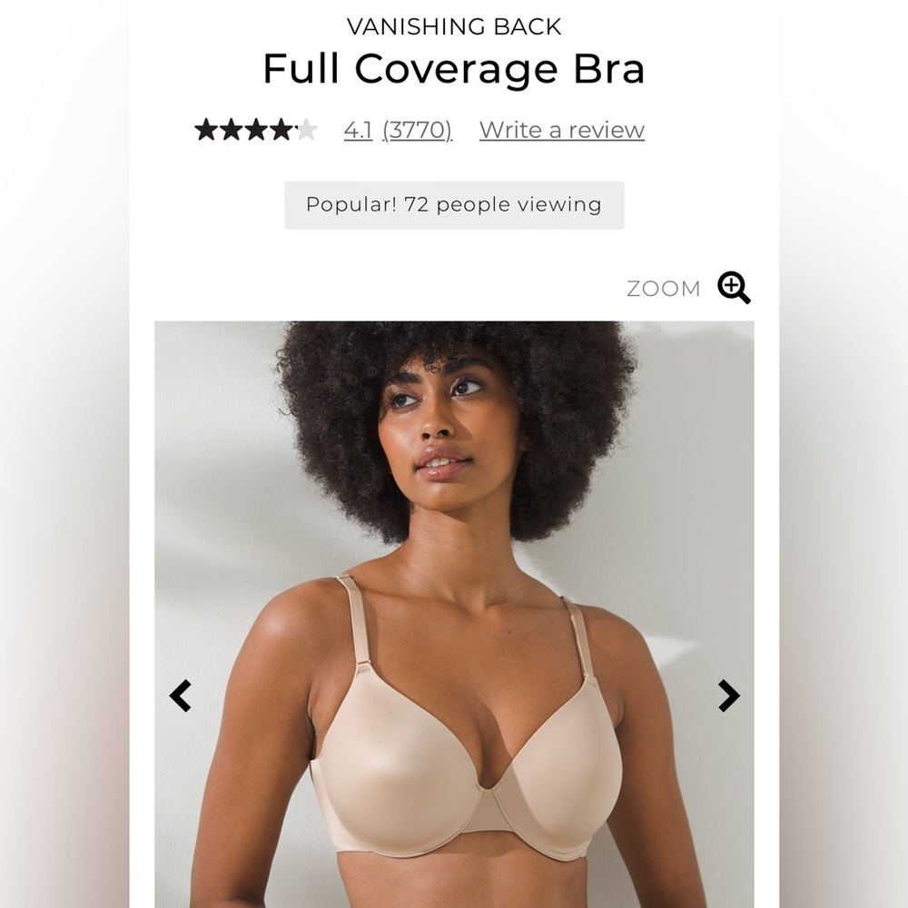 Soma Vanishing Back Full Coverage Mochaccino Size 38D